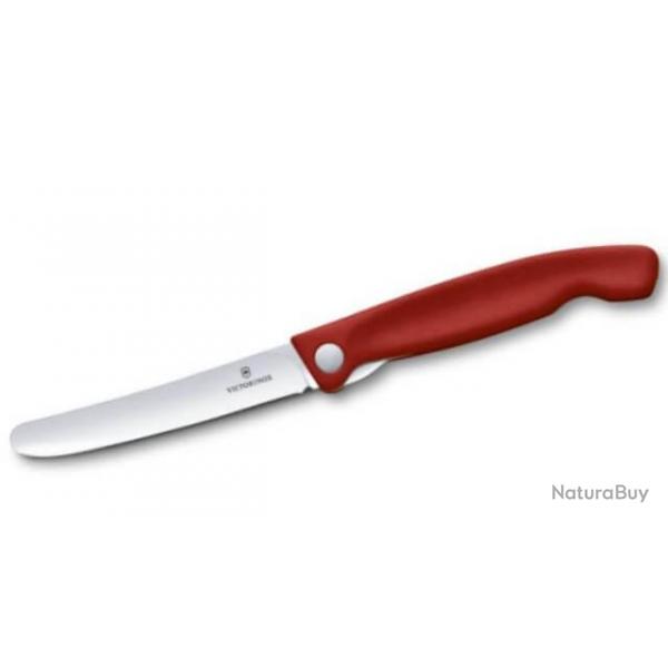 Couteau d'office rouge lisse Victorinox Swiss Classic pliant sur carte