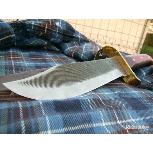 GROS COUTEAU LAME FORGEE ARTISANALE BOWIE CHASSE Lame Carbone Scie  Bois - SM9