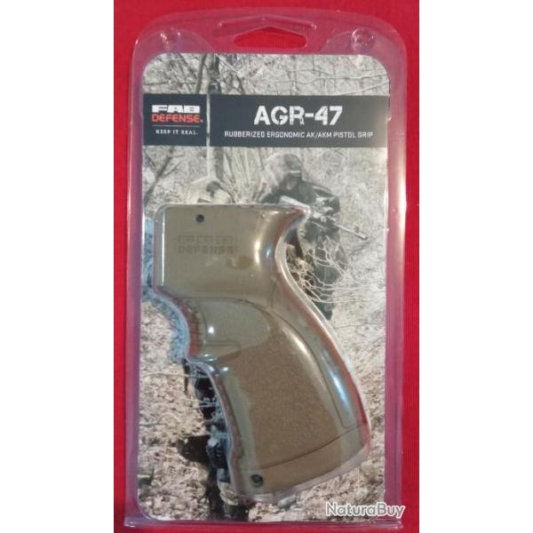 Poigne pistolet ergonomique caoutchoute FAB Defense AGR-47 pour AK-47/AKM/Galil - Flat Dark Earth