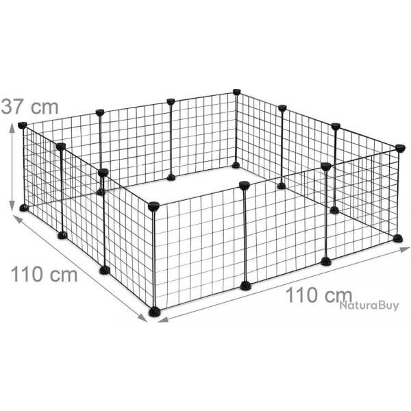 Enclos pour petits animaux domestiques parc extensible cage grille clapier grillage pack de 12 noir