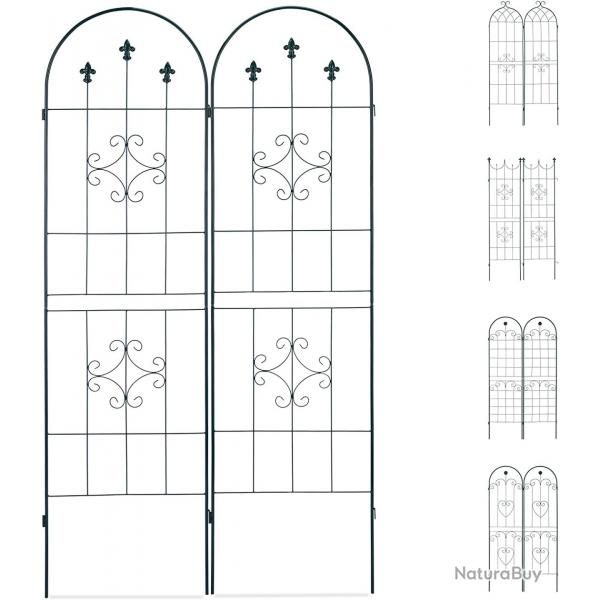 Treillis clture plante grimpante arche jardin fer set de 2 vert 13_0002896_4