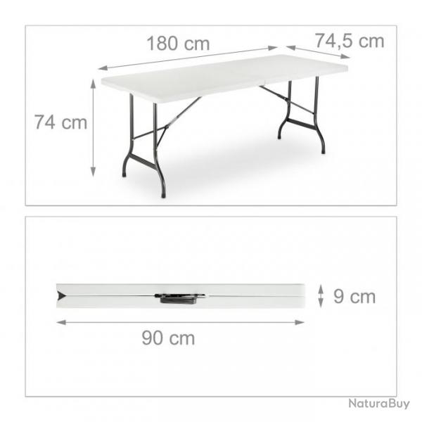 Se table et 2 bancs pliants pliable jardin 180 cm blanc 13_0002461