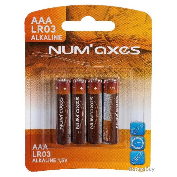 NUM'AXES - Blister 4 piles AAA LR03 alcalines 1,5 V
