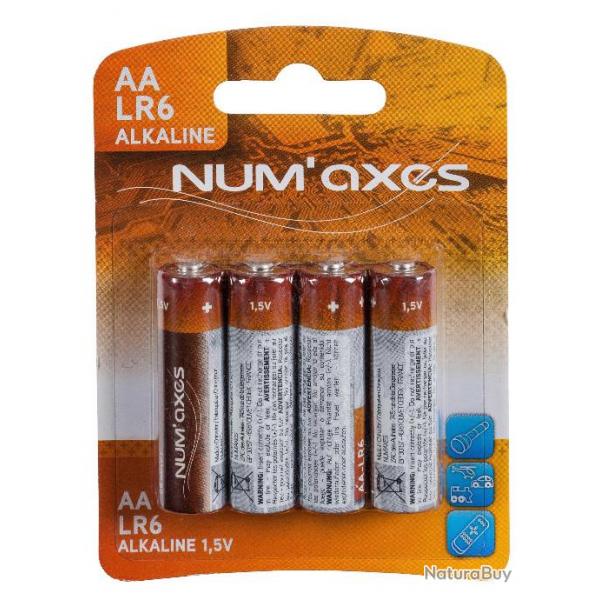 NUM'AXES - Blister 4 piles AA LR06 alcalines 1,5 V