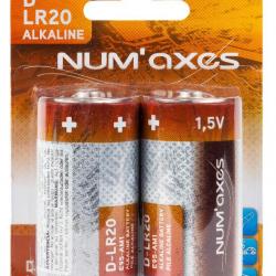 NUM'AXES - Blister 2 piles D LR20 alcalines 1,5 V