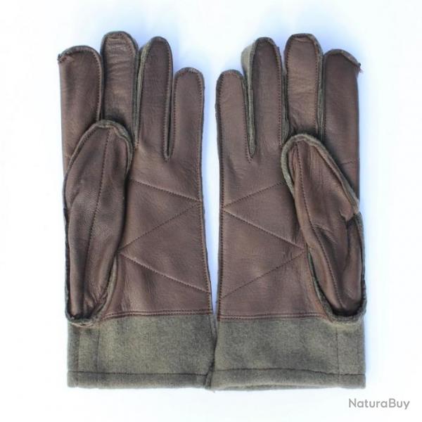 Gants paume cuir dessus jersey/laine PM