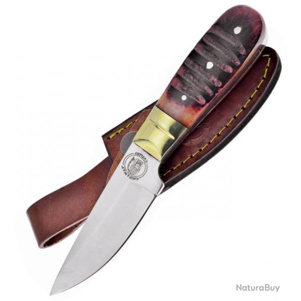 Couteau Frost Cutlery Montana Skinner Lame Acier Inox Manche Os Etui Cuir FCW2211