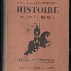 Scolaire ancien histoire de clovis à henri IV classe de cinquième programme du 24 juillet 1947