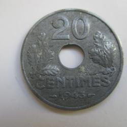 Pièce de monnaie 20 Cmes 1943