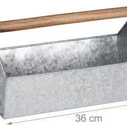 Jardinière avec poignée en bois pot de fleur plante caisse en zinc gris 13_0000622_4