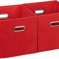Boîte de rangement en tissu en lot de 2 rouge 13_0000486_2