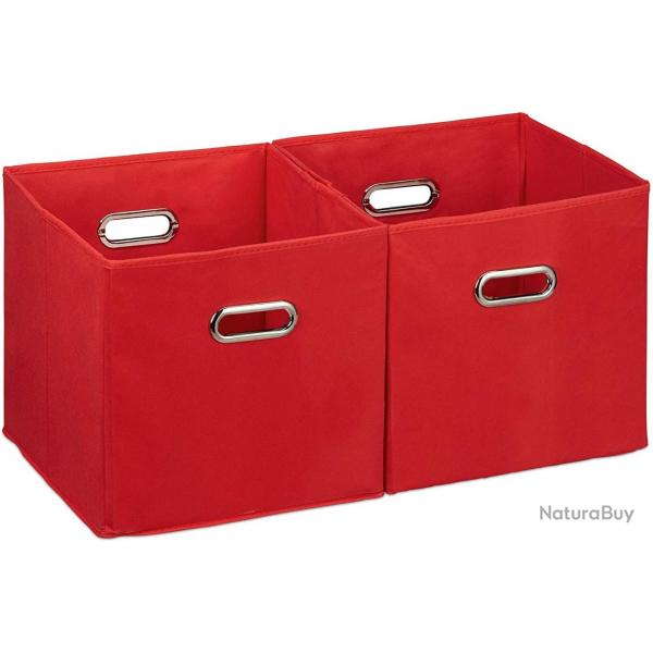 Bote de rangement en tissu en lot de 2 rouge 13_0000486_2