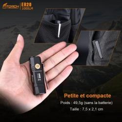 Lampe de poche ER20 noire - 1000 Lumens