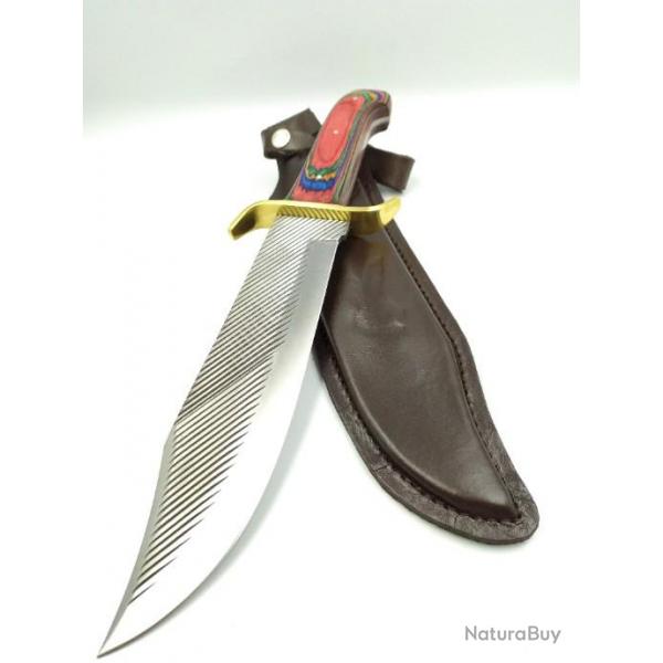 COUTEAU MANCHE BOIS ETUI EN CUIR