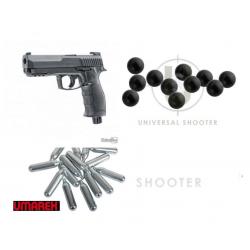 Pack Pistolet HDP50 UMAREX CAL .50 7.5 JOULES + 5 sparclettes + 100 billes caoutchouc + Malette