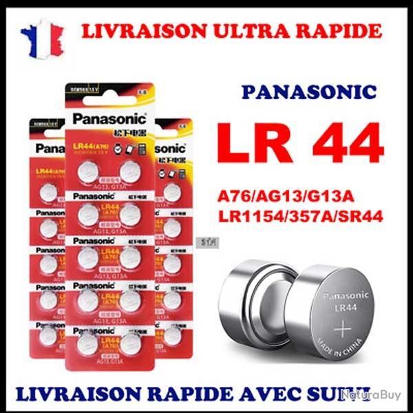 Lot de 10 Piles Batteries Panasonic LR44 1.5V (A76) AG13, G13A