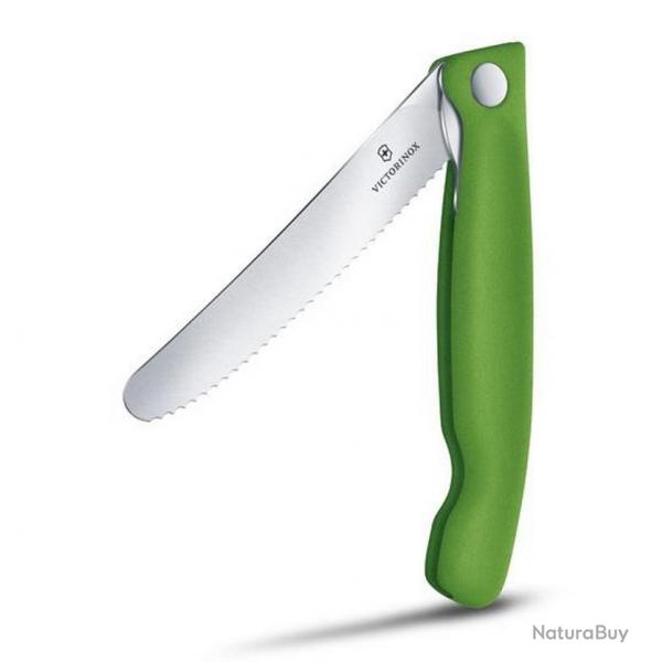 Couteau office pliant "SwissClassic", Couleur vert, Lame dentele [Victorinox]