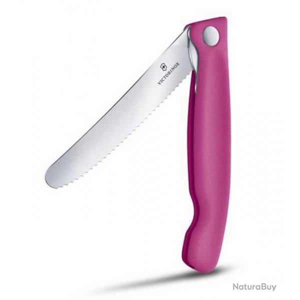 Couteau office pliant "SwissClassic", Couleur rose, Lame dentele [Victorinox]