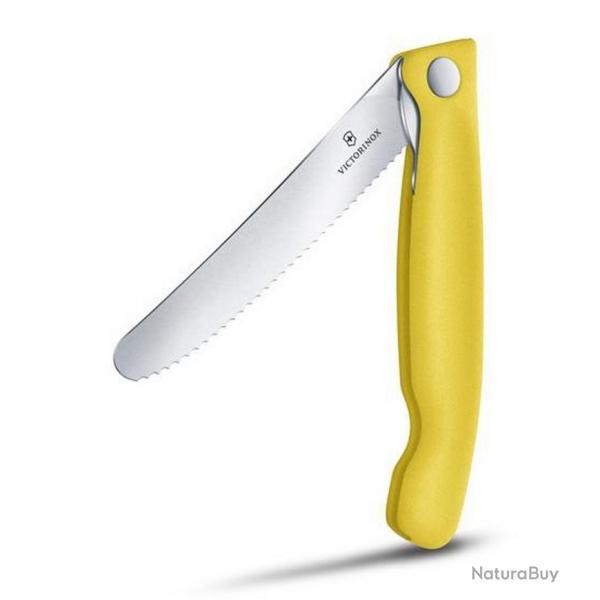 Couteau office pliant "SwissClassic", Couleur jaune, Lame dentele [Victorinox]