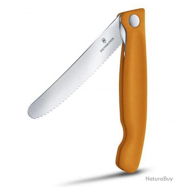 Couteau office pliant "SwissClassic", Couleur orange, Lame dentele [Victorinox]