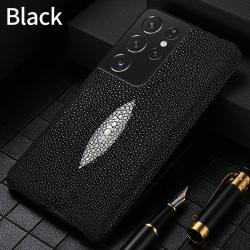 Coque pour Samsung Cuir Raie Galuchat, Couleur: Noir, Smartphone: Galaxy S21 Plus