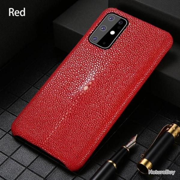 Coque pour Samsung Cuir Raie Galuchat, Couleur: Rouge, Smartphone: Galaxy A21S