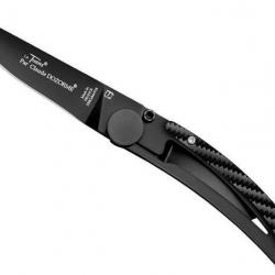 Couteau Noir Le Thiers Liner Lock fibre de carbone