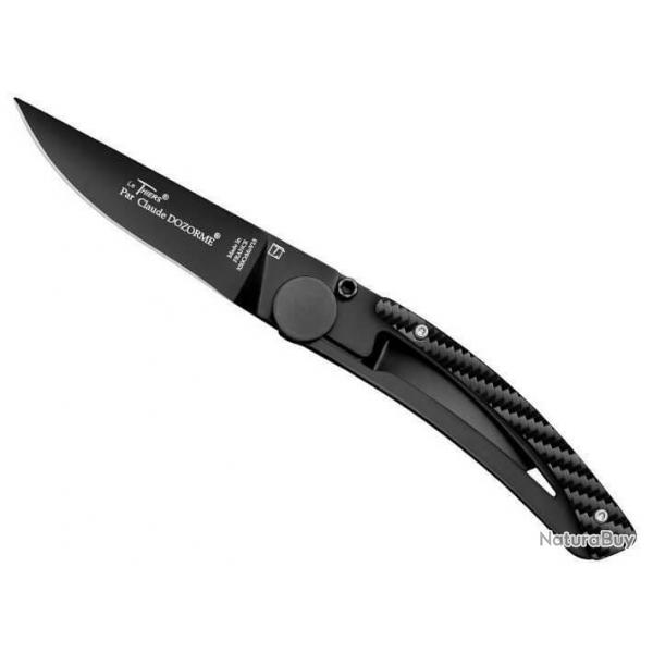 Couteau Noir Le Thiers Liner Lock fibre de carbone