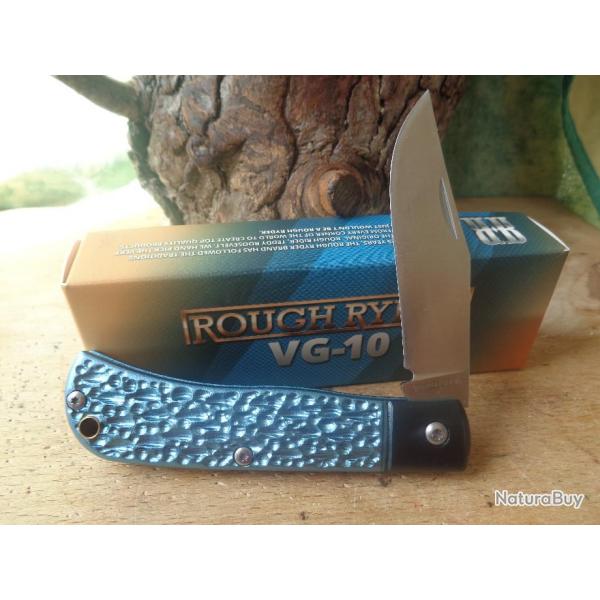 Couteau Rough Ryder Slip Joint Blue Lame Acier VG-10 Manche Aluminium Black/Blue RR2103
