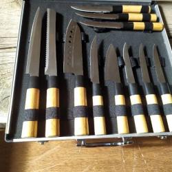 PRADEL EXCELLENCE THIERS VALISE 5 COUTEAUX / 6 STEAKS MANCHE BAMBOU 1n