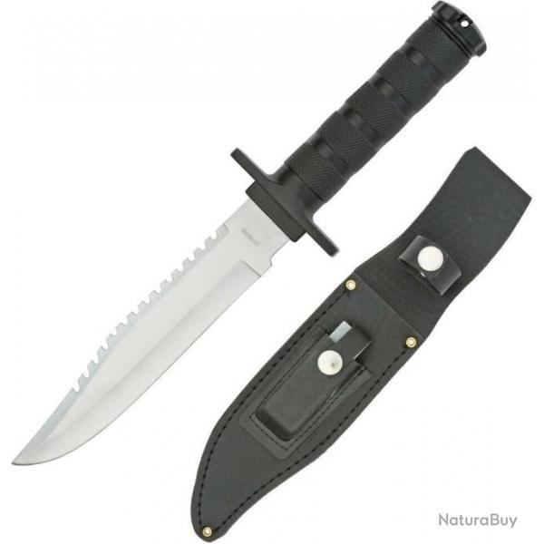 CN210681BK Couteau de Survie Style Rambo Lame Acier Inox Kit de Survie Etui avec pierre  affuter -
