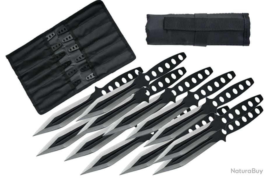 Lot de 9 Couteaux de Lancer de Ninja Perfect Point Throwing Lame Acier Etui  Nylon M4504 - Couteaux de lancer et étoiles (9528610)
