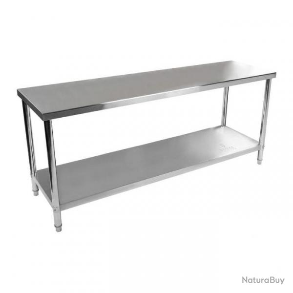 Table de travail cuisine professionnelle acier inoxydable 200 x 60 cm 14_0003689