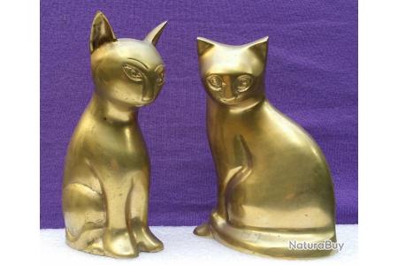 Couple De Chats En Laiton Grand Modele Bronzes Animaliers Et Chasse 766