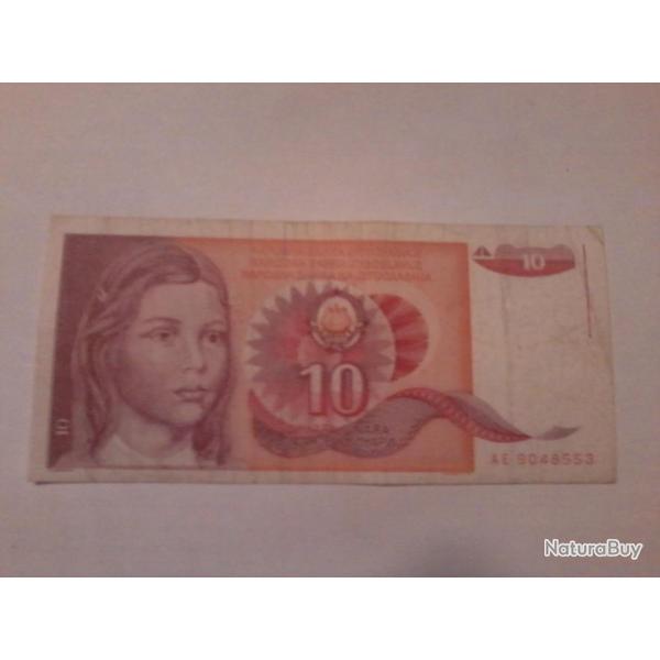billet yougoslave de 10 dinara 1990 NAE9048553