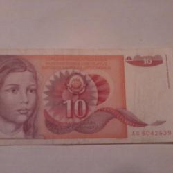 billet yougoslave de 10 dinara 1990 N°AG5042639