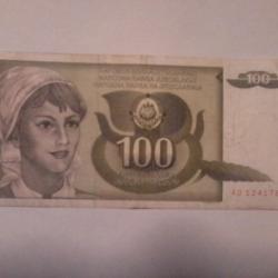 billet yougoslave de 100 dinara 1991 N°AD1241788