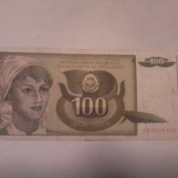 billet yougoslave de 100 dinara 1991 N°AD2206959