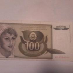 billet yougoslave de 100 dinara 1991 N°AD2354000