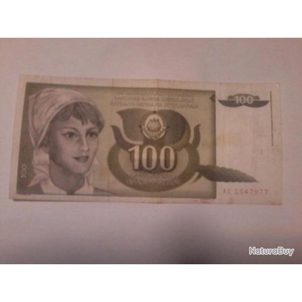 billet yougoslave de 100 dinara 1991 NAE1547977