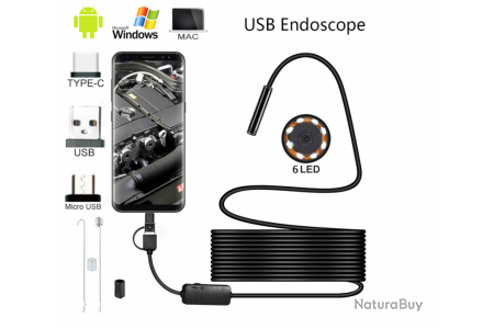 Mini Caméra Endoscopique Android HD 1080P, 1m, 2m, 3.5m, 5m, Micro