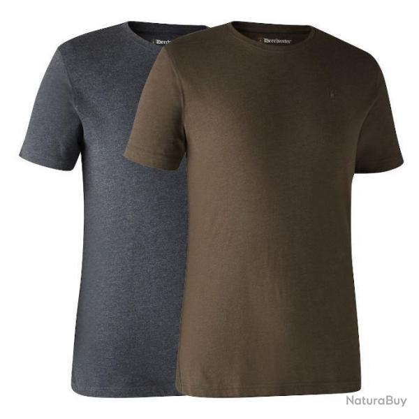 Lot de 2 t-shirts basiques gris+marron Deerhunter