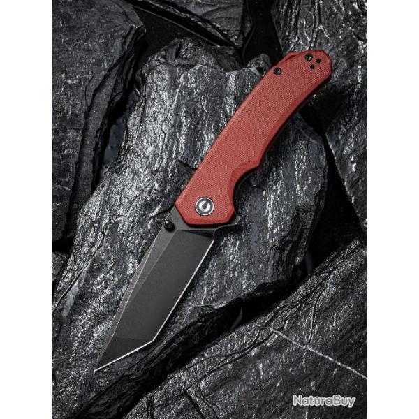 Couteau CIVIVI Brazen Burgundy Lame Tanto Acier D2 Manche G10 Linerlock Clip IKBS CIVC2023B