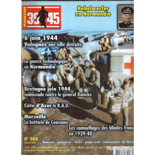 39-45 Magazine n203 nebelwerfer normandie , batterie de couronne marseille, ramcke, valognes