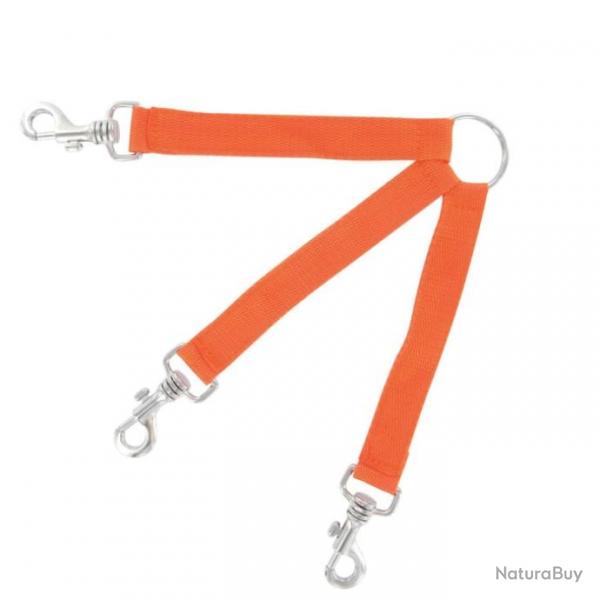Coupleur Nylon Fuzyon Renforc - Orange - 3 chiens