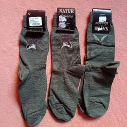 LOT DE 3 CHAUSSETTES VERTES AVEC DECOR CHASSE POINTURE 39/40