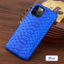 Coque Serpent Python Veritable pour iPhone, Couleur: Bleu, Smartphone: iPhone 12 Mini