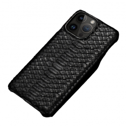 Coque Serpent Python Veritable pour iPhone, Couleur: Noir, Smartphone: iPhone 12 Pro Max
