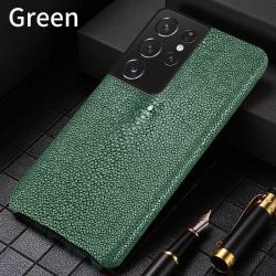 Coque pour Samsung Cuir Raie Galuchat, Couleur: Vert, Smartphone: Galaxy S21