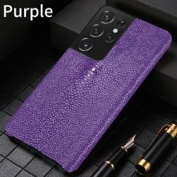 Coque pour Samsung Cuir Raie Galuchat, Couleur: Violet, Smartphone: Galaxy S21 Ultra